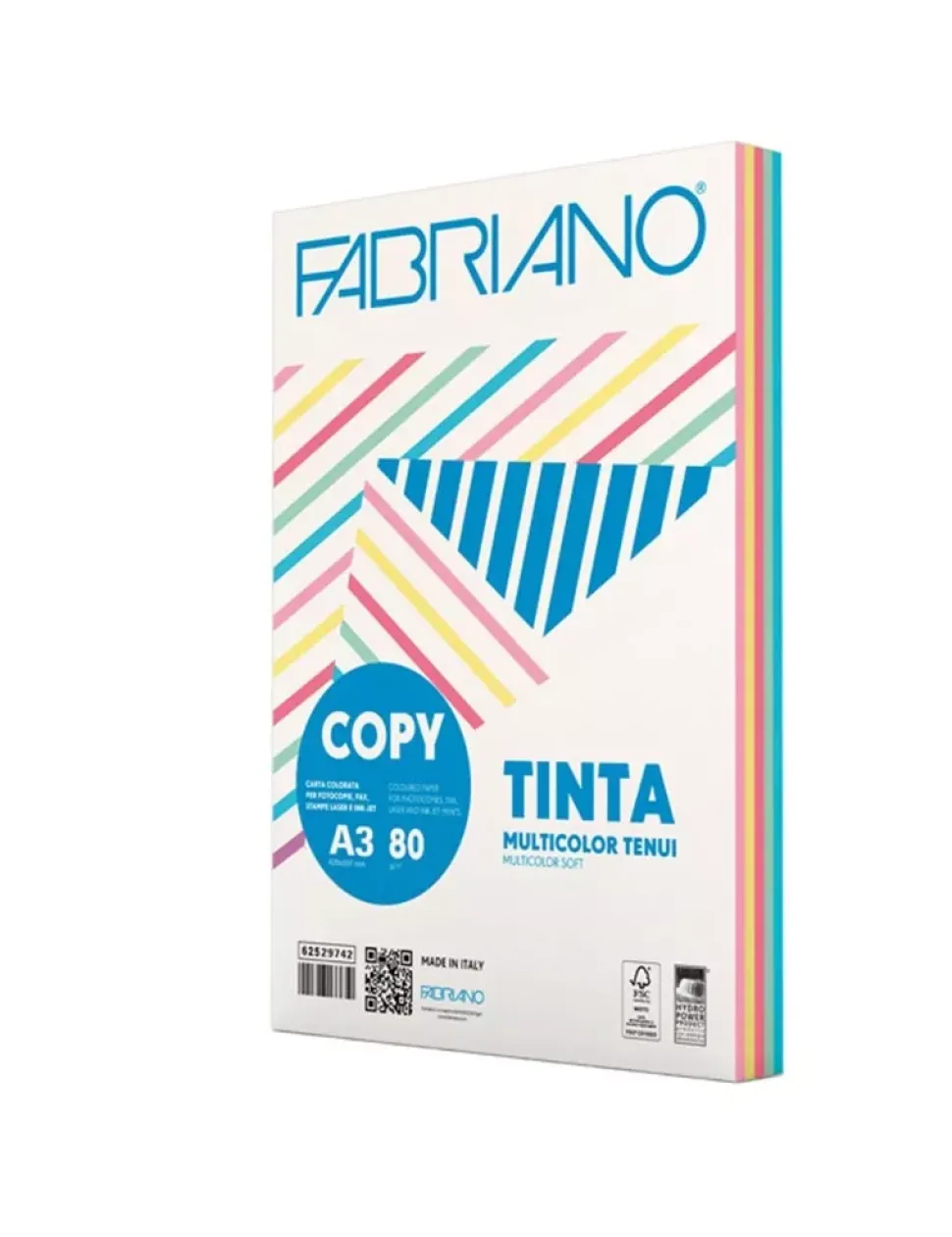 Set 250 Papeles Surtido Colores Pastel Copy Tinta Fabriano A3 80g/m²
