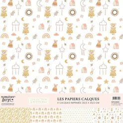 Set 4 papeles vellum À Petits Pas Girl Florilèges Design 30x30cm