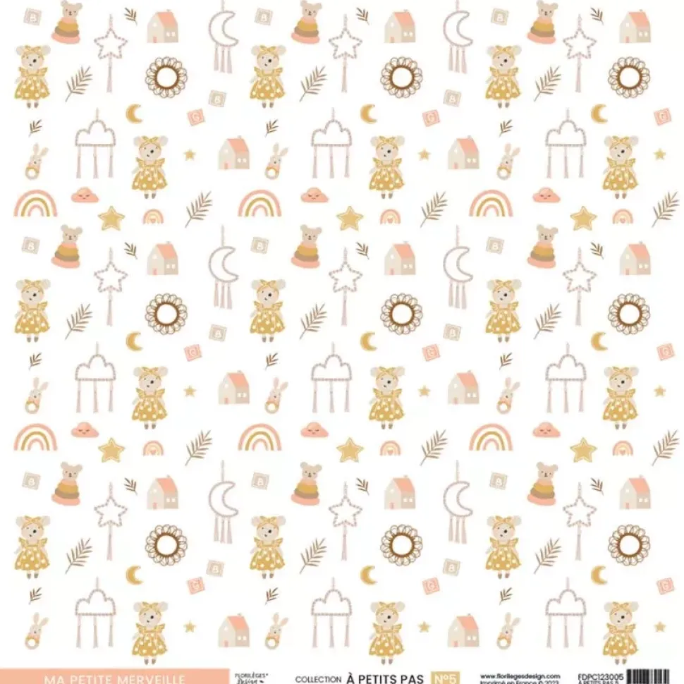 Set 4 papeles vellum À Petits Pas Girl Florilèges Design 30x30cm