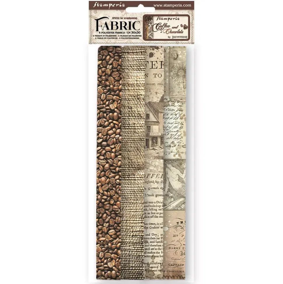 Set 4 Telas Fabric Coffee & Chocolate Stamperia 30x30cm