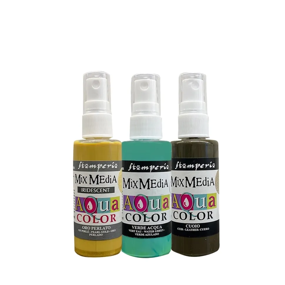 Set 3 tintas en spray Aquacolor Masquerade Stamperia