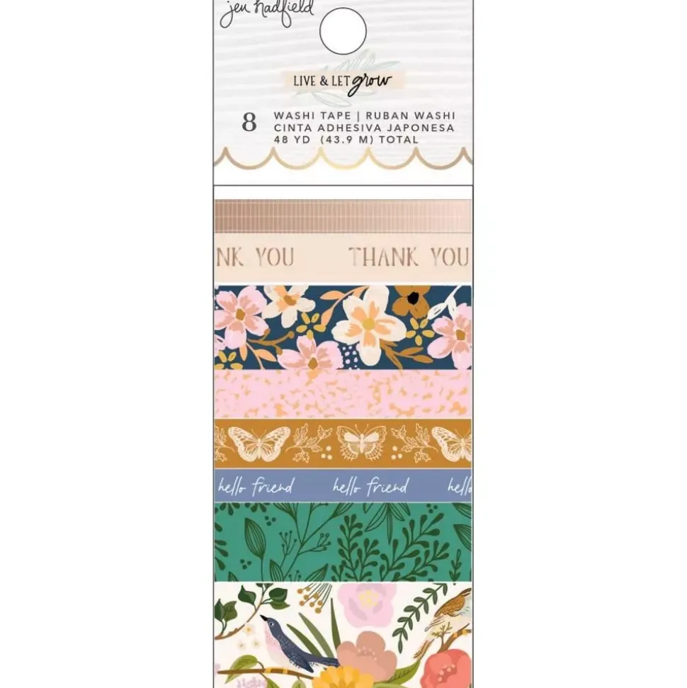 Set 8 Washi Tapes Live & Let Grow Jen Hadfield