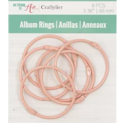 Set de 6 anillas 60mm Baby Pink Craftelier