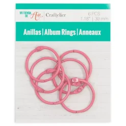Set de 6 anillas 30mm Rosa fucsia Craftelier