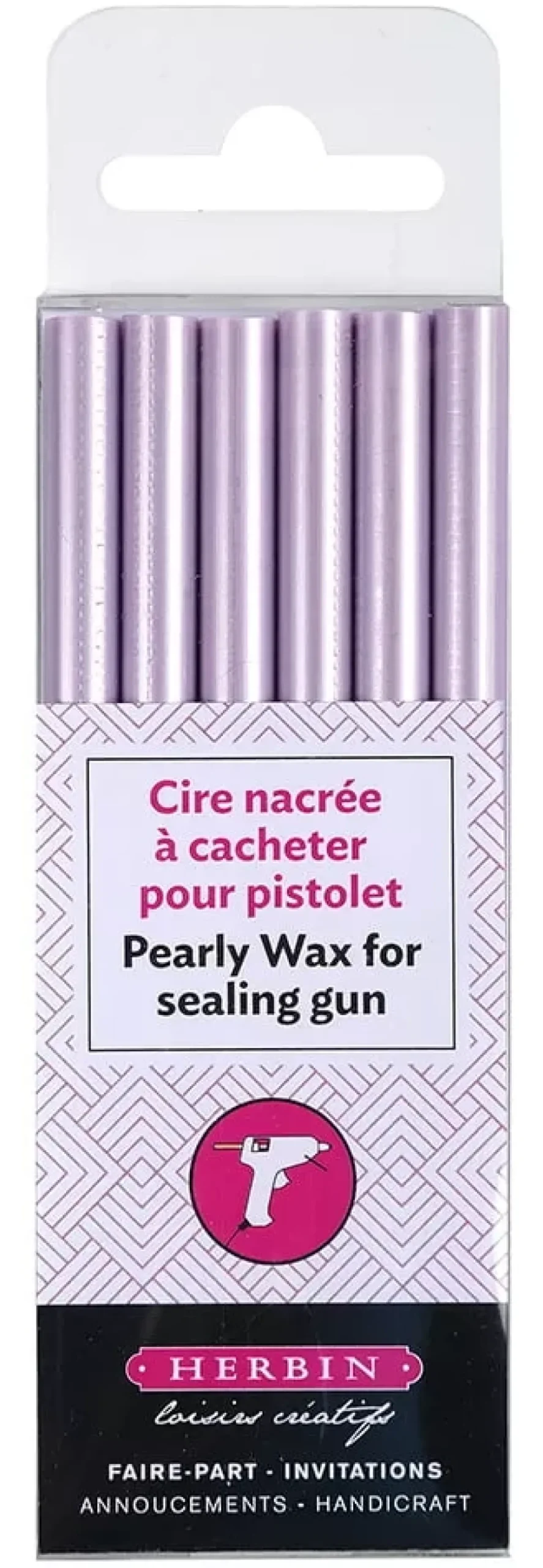 Set de 6 barras de lacre Lila nacar Herbin