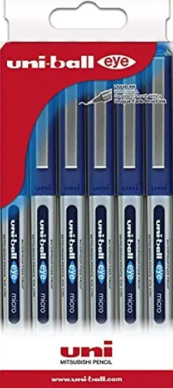 Set de 6 Bolígrafos azules Eye Micro Surtido Uni-Ball 0,5mm