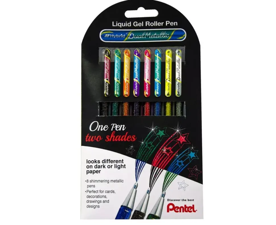 Set de 8 bolígrafos de gel Hybrid Dual Metallic Pentel