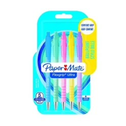 Set de 5 Bolígrafos Flexigrip Ultra Tinta Azul Paper Mate