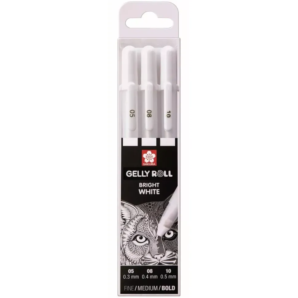 Set de 3 bolígrafos Gel Bright White Gelly Roll Happy Sakura