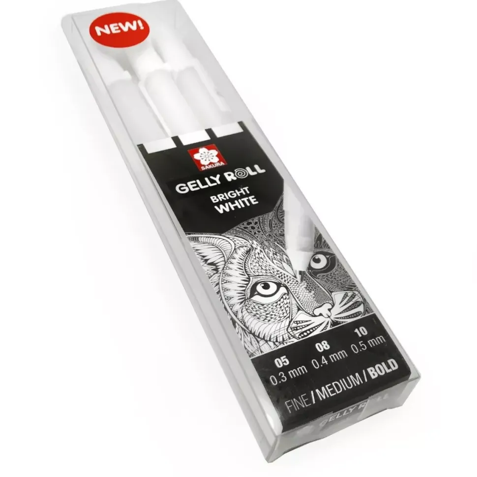 Set de 3 bolígrafos Gel Bright White Gelly Roll Happy Sakura