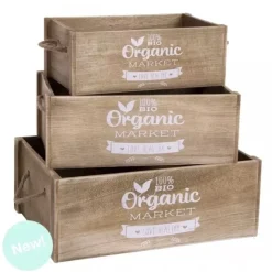 Set de 3 cajas de madera