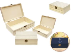 Set de 3 Cajas de Madera Rectangular MultiCraft