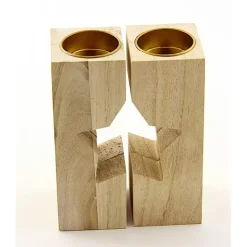 Set de 2 Candelabros de Madera Estrella Artemio