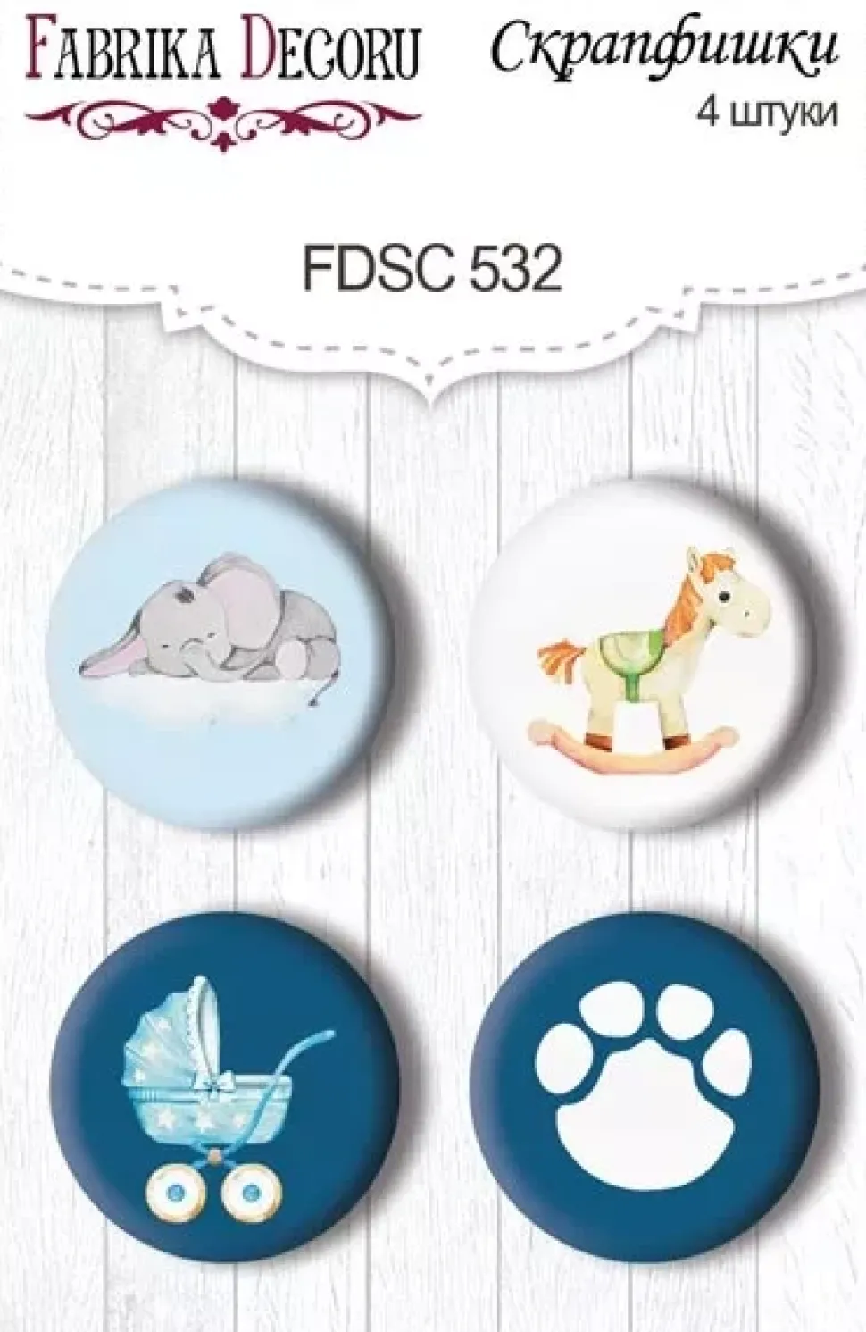 Set de 4 Chapas My Cute Baby Elephant Boy #3 Fabrika Decoru