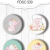 Set de 4 Chapas My Cute Baby Elephant Girl #3 Fabrika Decoru