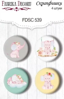 Set de 4 Chapas My Cute Baby Elephant Girl #3 Fabrika Decoru
