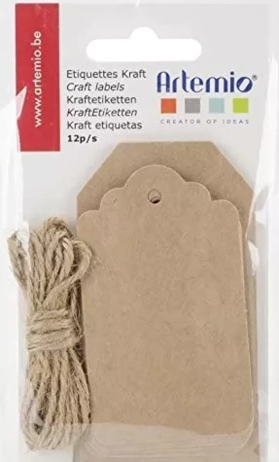 Set de 12 Die-Cut Etiquetas Kraft Artemio
