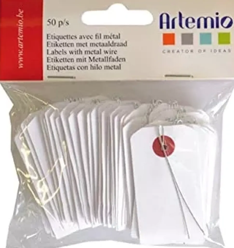Set de 50 Die-Cuts Etiquetas Blanco Artemio 3x5cm