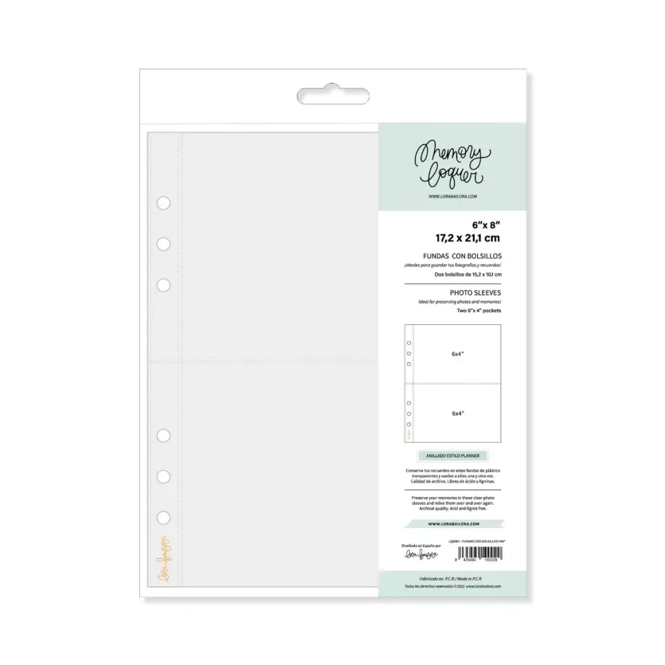 Set de 10 Fundas Para Álbumes 2 Bolsillos Memory Loquer Lora Bailora 6"x8"