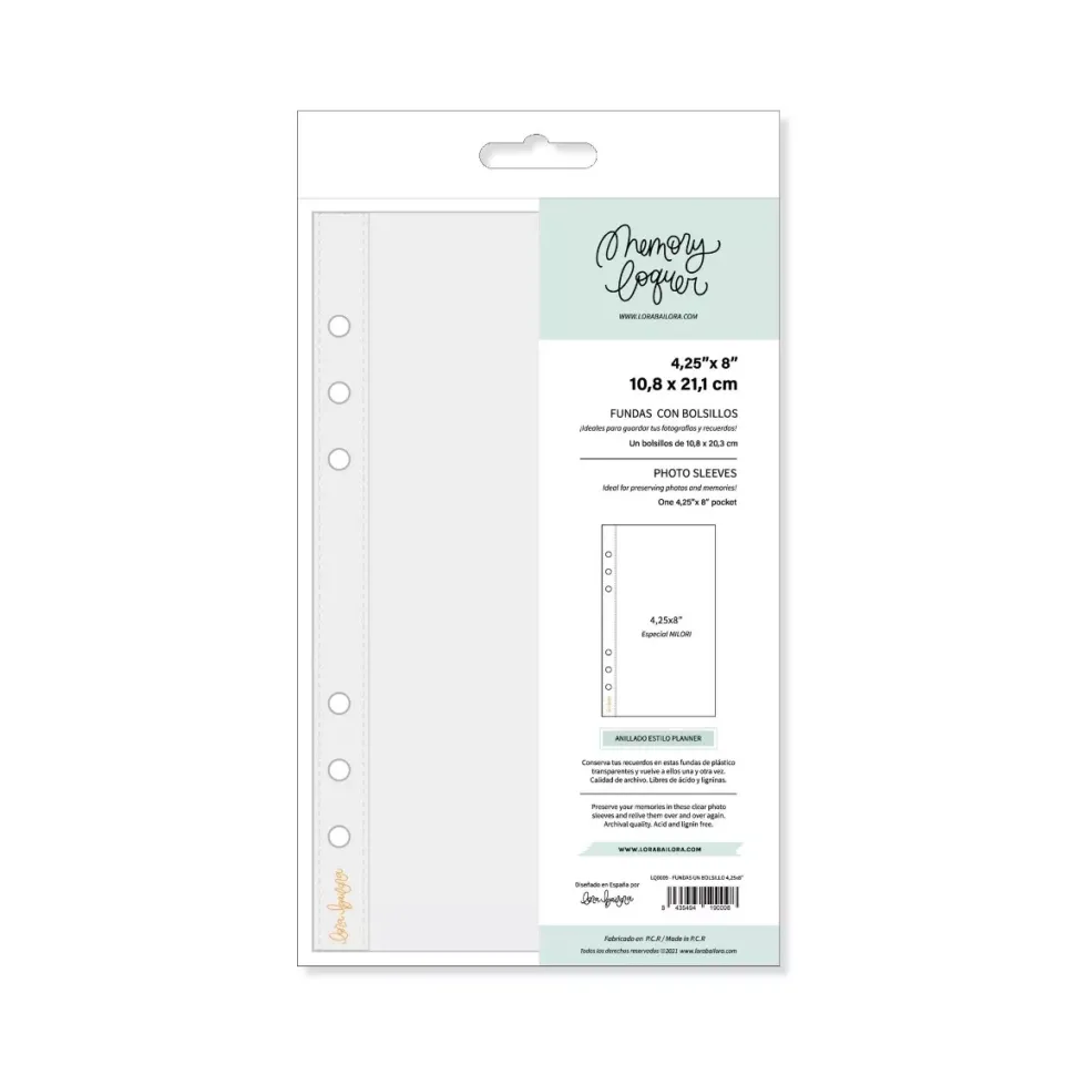 Set de 10 Fundas Para Álbumes 1 Bolsillo Memory Loquer Lora Bailora 4,25"x8"