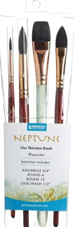 Set de 4 Pinceles 4750 Mango Corto Neptune Princeton