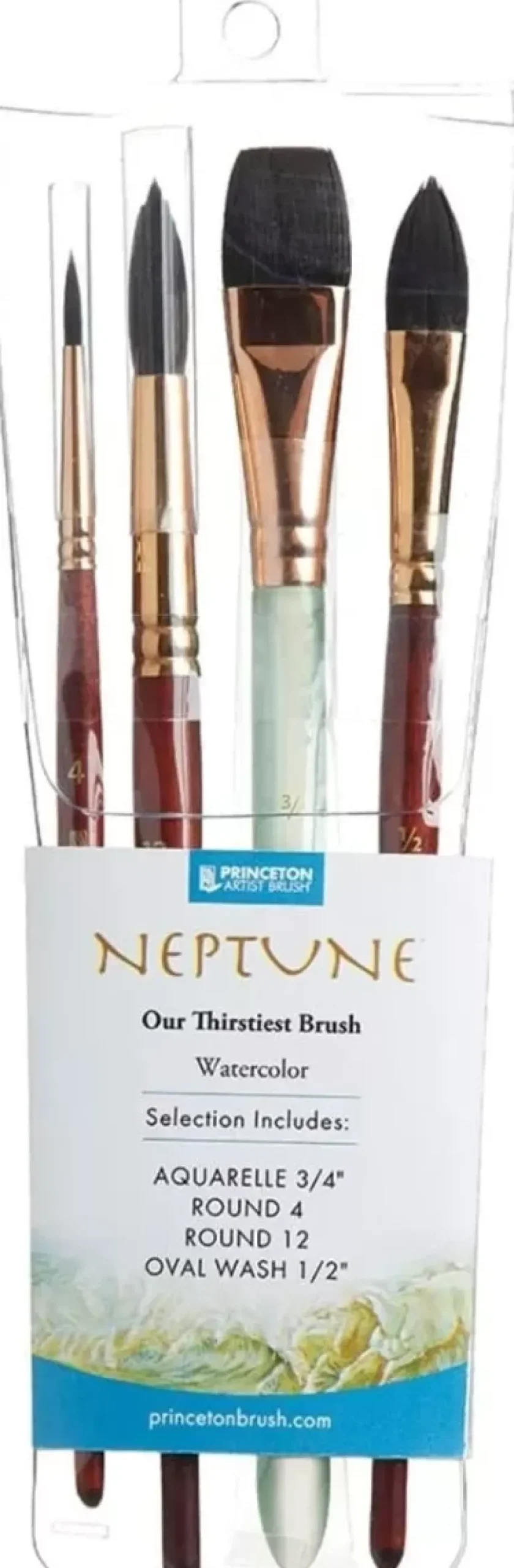 Set de 4 Pinceles 4750 Mango Corto Neptune Princeton
