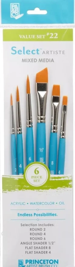 Set de 6 Pinceles 3750 Mixed-Media Select Artiste Princeton N. 22
