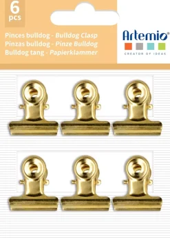 Set de 6 Pinzas Bulldog Oro Artemio