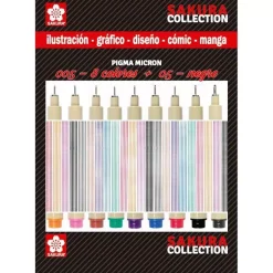 Set de 8+1 rotuladores Pigma Micron punta fina Sakura