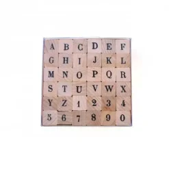 Set de 36 sellos de abecedario en madera mayúsculas Artemio