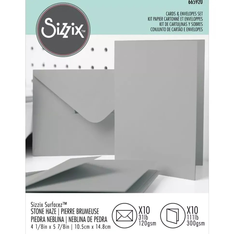 Set de 10 Sobres y Tarjetas Stone Haze Sizzix A6