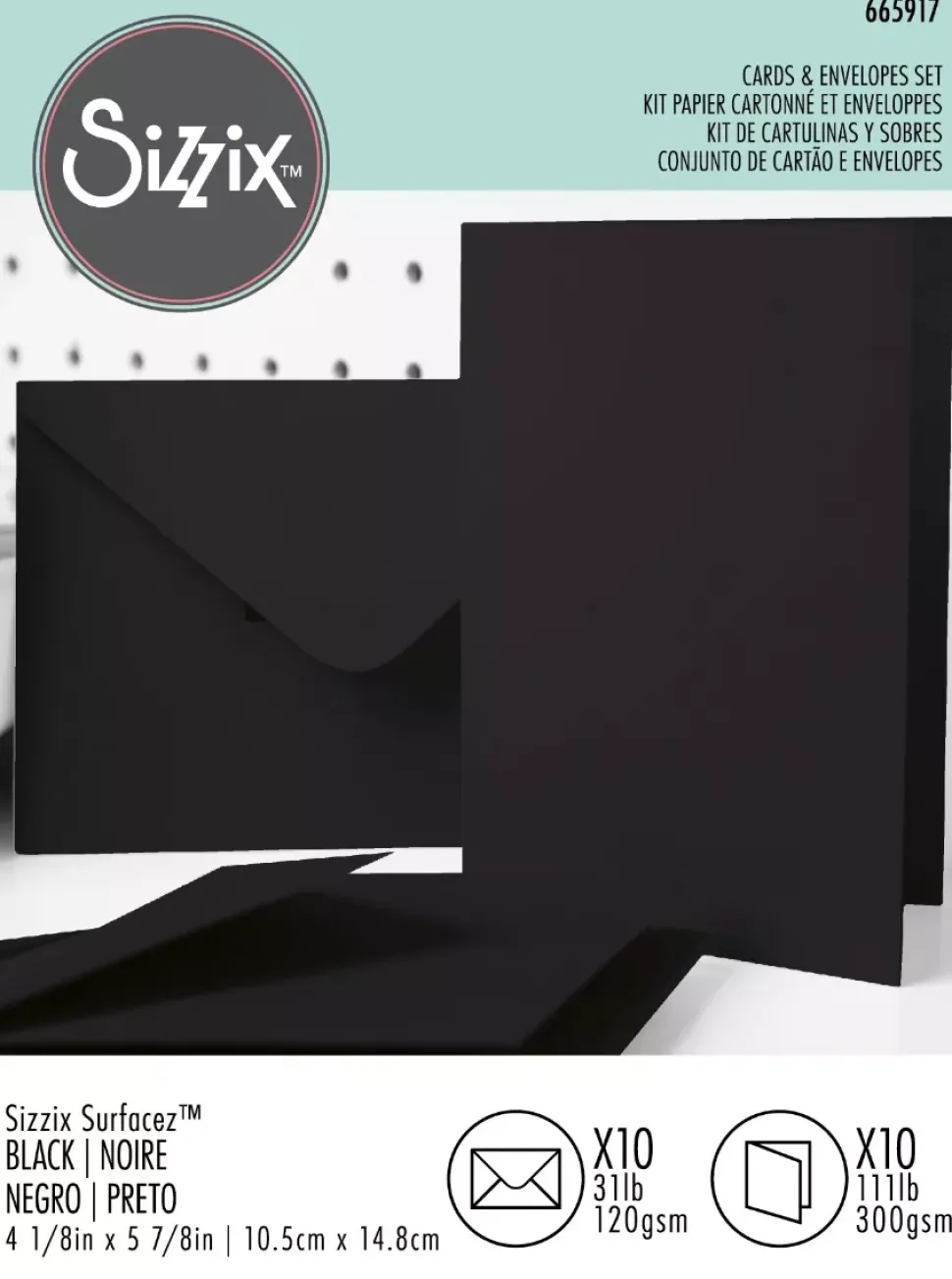 Set de 10 Sobres y Tarjetas Black Sizzix A6