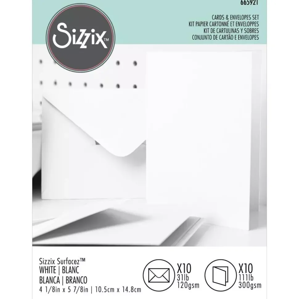 Set de 10 Sobres y Tarjetas White Sizzix A6