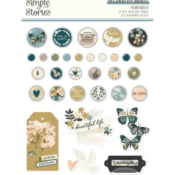 Set de Brads Adhesivos y Tags Remember Simple Stories