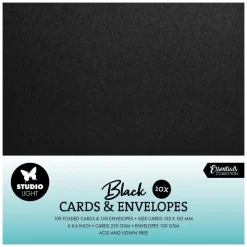 Set de cartas y sobres Negro Studio Light 15x15cm