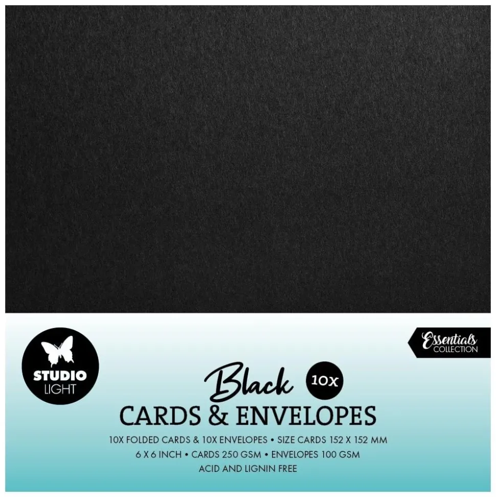 Set de cartas y sobres Negro Studio Light 15x15cm