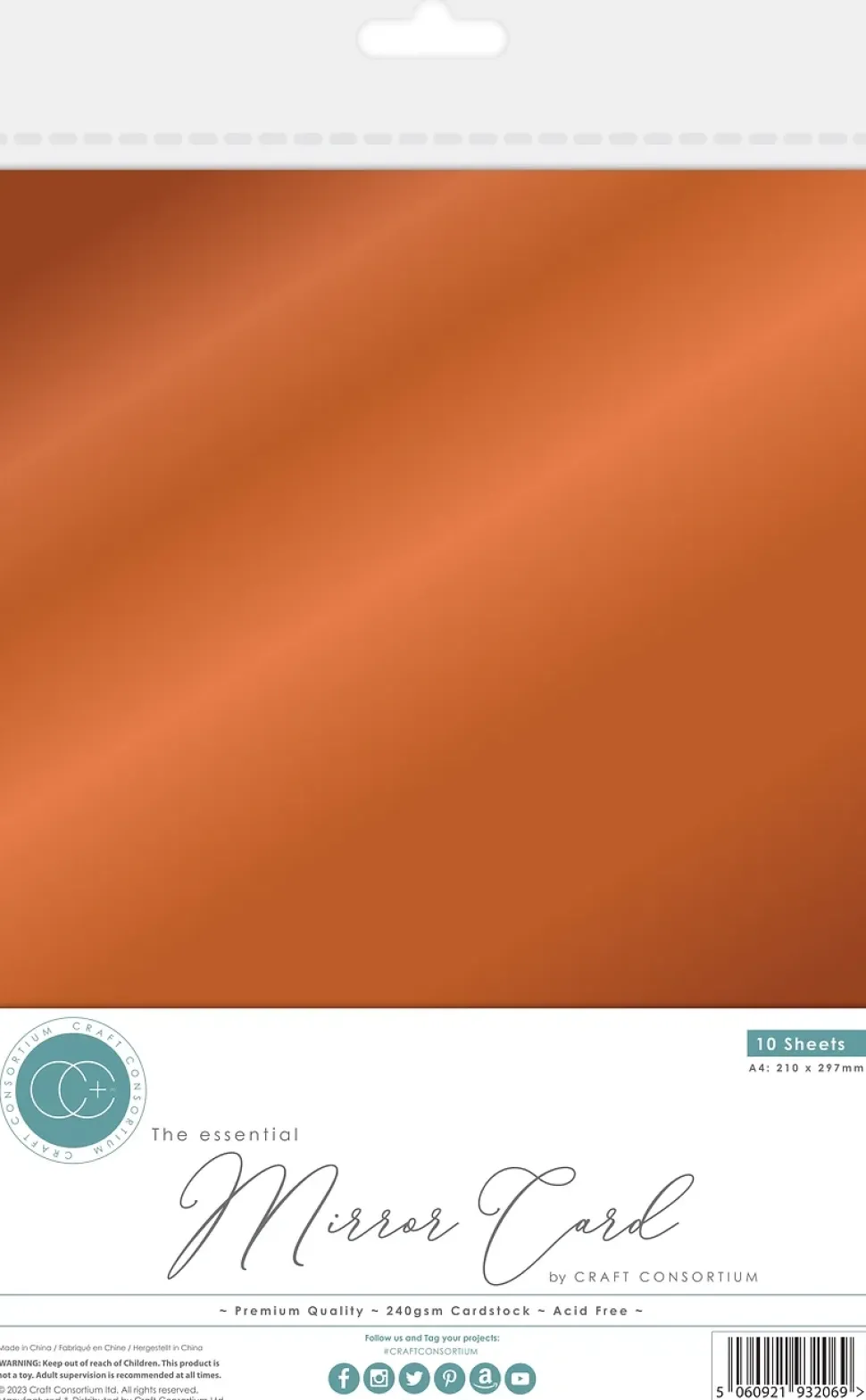 Set de cartulinas metalizadas The Essential Mirror Card Copper Craft Consortium