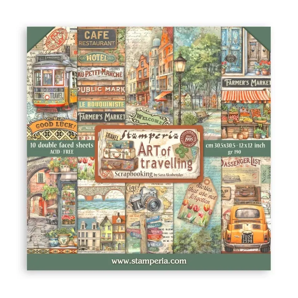 Set de scrapbooking Art of Travelling Stamperia 30x30cm