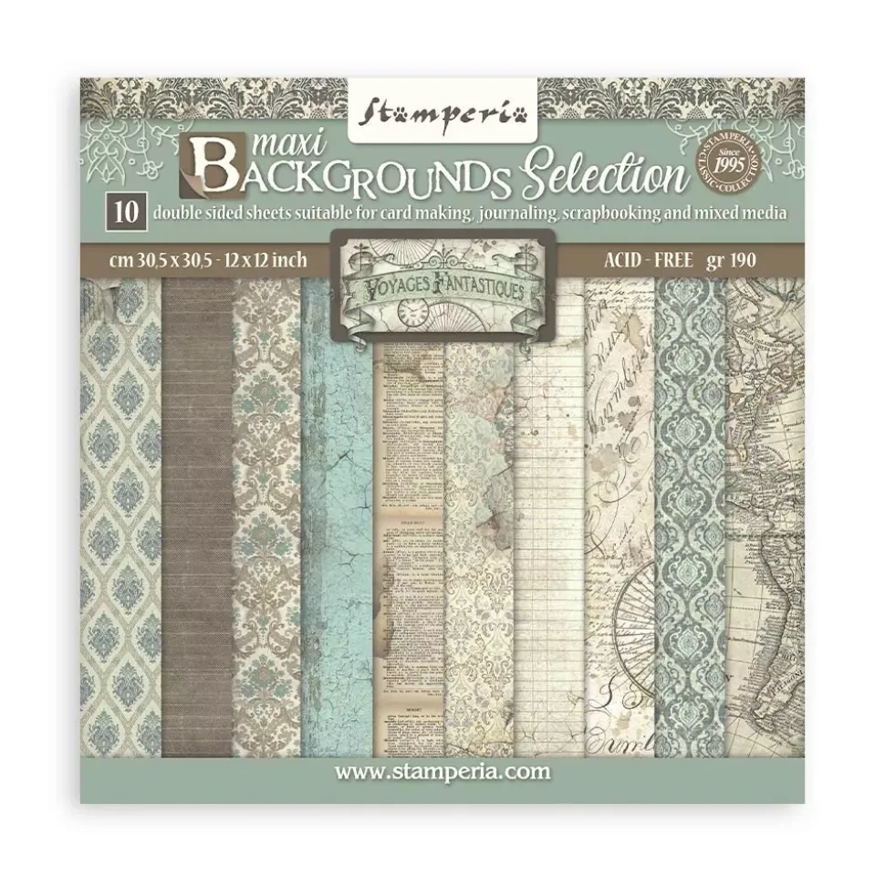 Set de Scrapbooking Background Voyages Fantastiques Stamperia 30x30cm