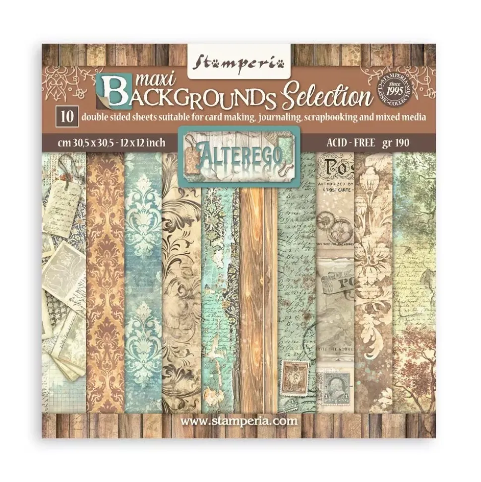 Set de scrapbooking Backgrounds Alterego Stamperia 30x30cm