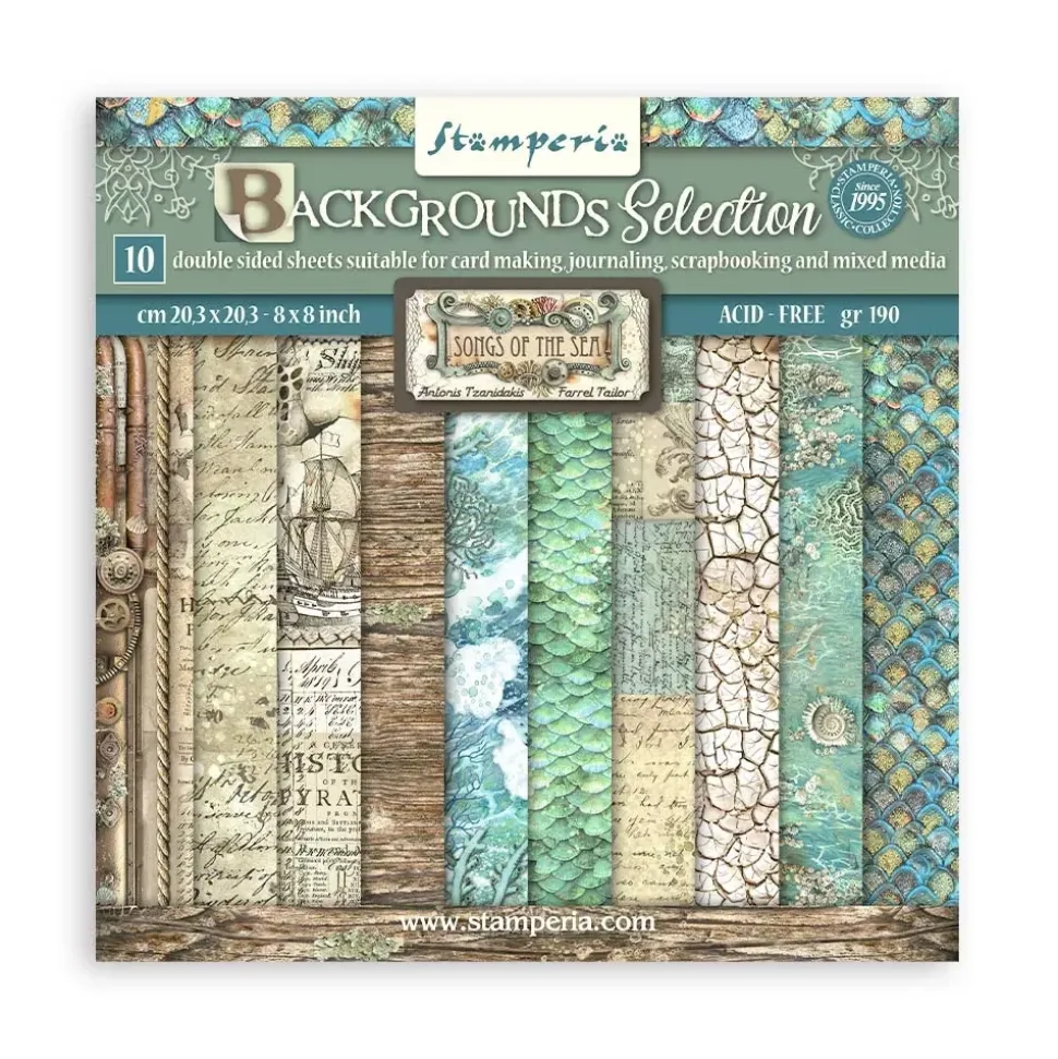 Set de scrapbooking Backgrounds Songs Of The Sea Stamperia 20x20cm