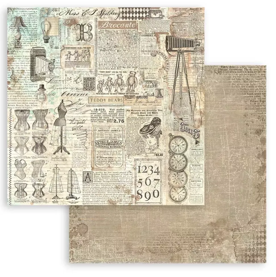 Set de scrapbooking Backgrounds Brocante Antiques Stamperia 30x30cm