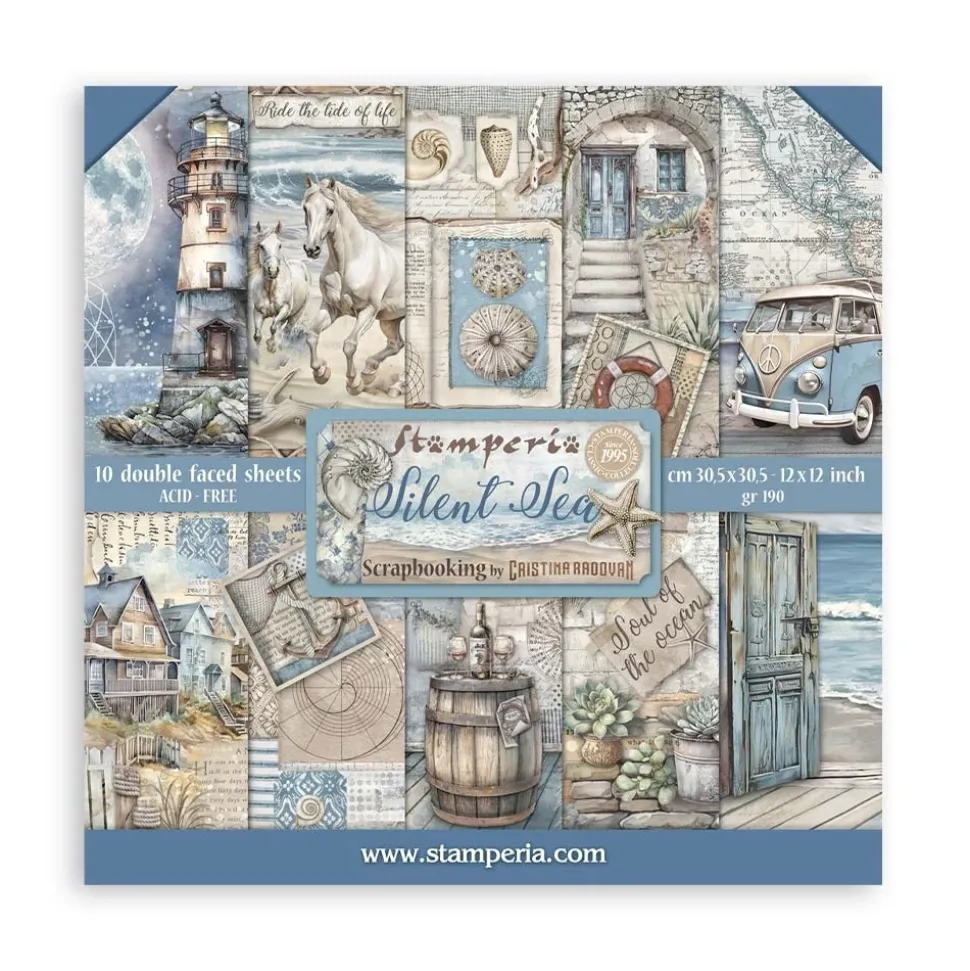Set de scrapbooking Silent Sea Stamperia 30x30cm