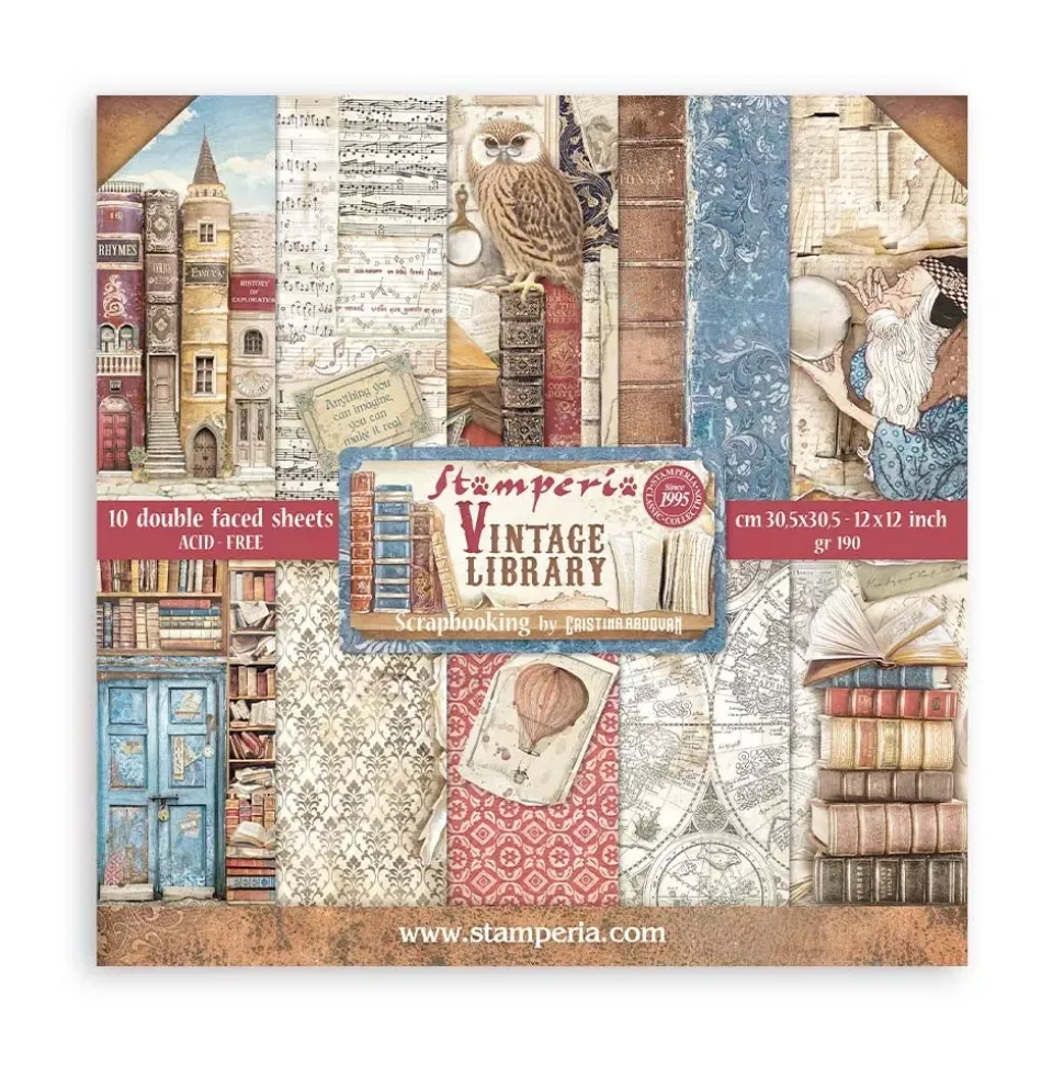 Set de scrapbooking Vintage Library Stamperia 30x30cm