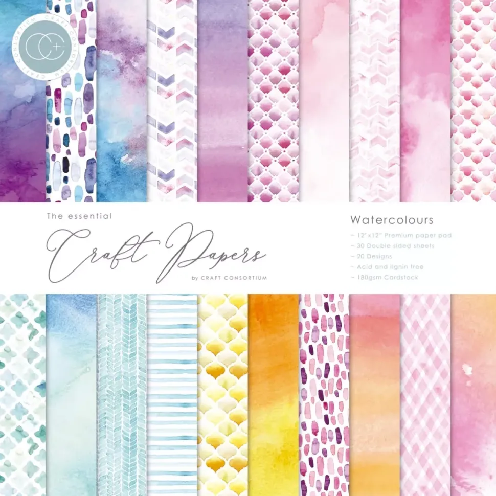 Set de scrapbooking Watercolors Craft Consortium 30x30cm