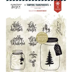 Set de Sellos Acrílicos Hola Diciembre Enchantement Florilèges Design