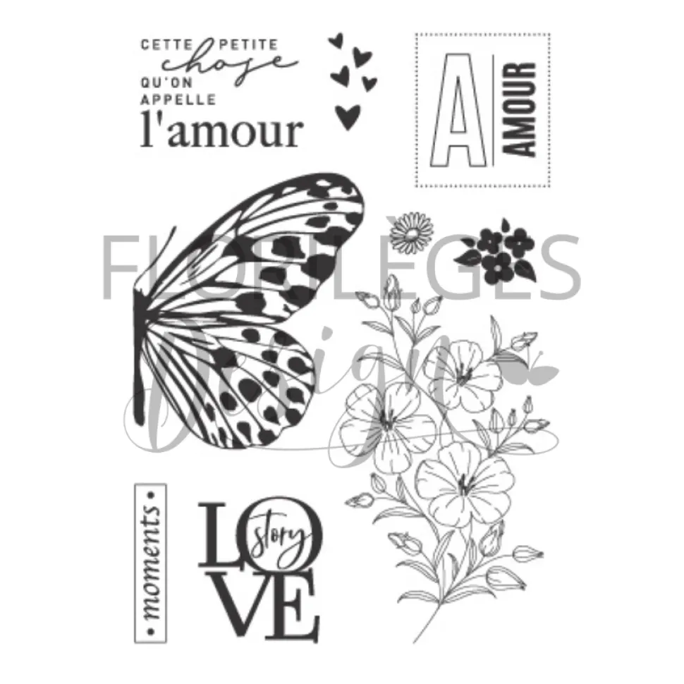 Set de sellos acrílicos Mariposa Farandole Florilèges Design