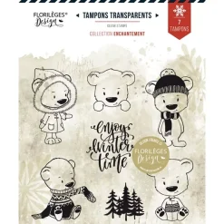 Set de Sellos Acrílicos Osos de Invierno Enchantement Florilèges Design