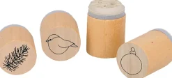 Set de Sellos de Madera Redondos Christmas Berries Artemio