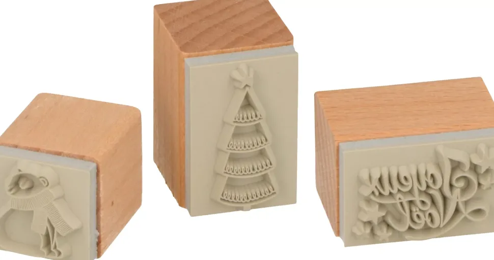 Set de sellos madera Oso y Abetos Let it Snow Artemio